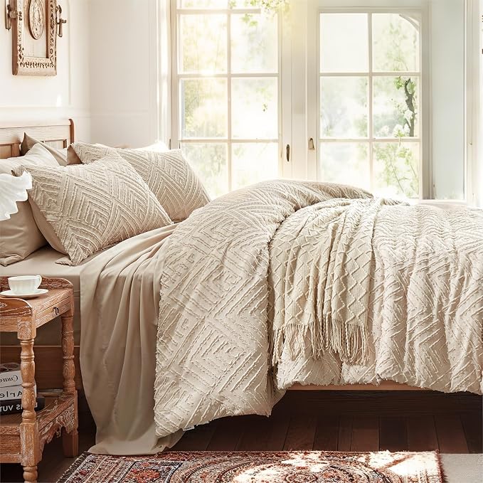 Zzlpp Queen Comforter Set 7 Pieces, Tufted Boho Bedding Set - Image 4