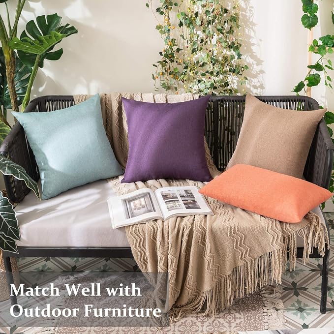 MIULEE Pack of 2 Decorative Outdoor Solid Waterproof Throw Pillow Covers Spring - Image 5