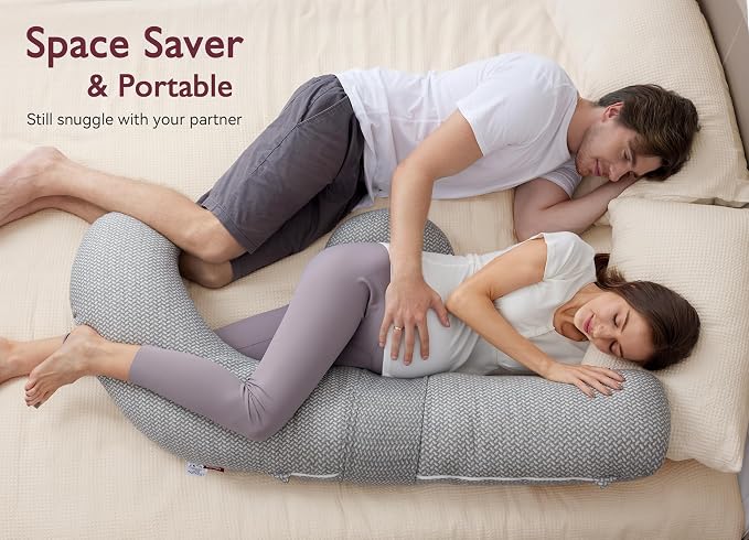 Momcozy Pregnancy Pillow, Original F Shaped Maternity Pillow - Image 5