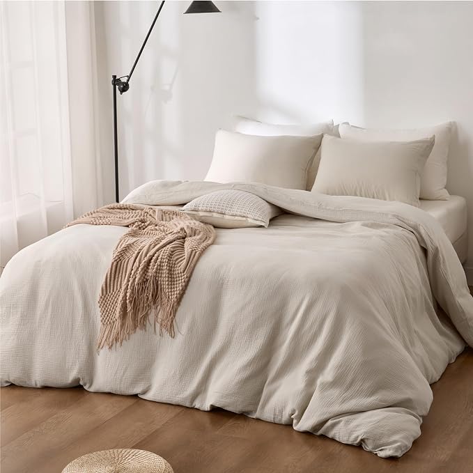 RRENEWROOTS Gream Gray Twin Duvet Cover, 100% Sandwashed Cotton Soft Twin Size - Image 2