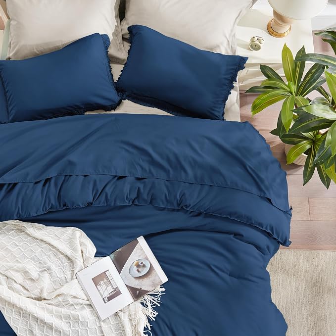 Andency Navy Blue Comforter Set Full Size, 3 Pieces Boho Tassel Lightweight - Image 4