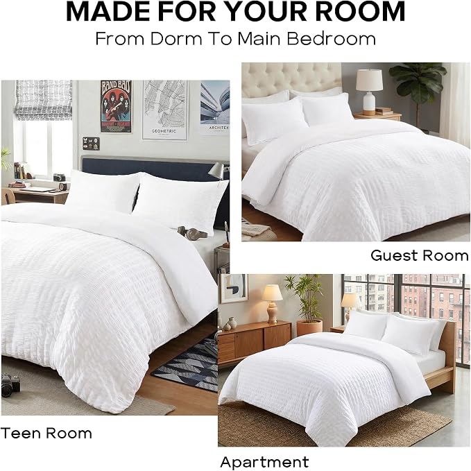 Cozyide White Duvet Cover Full Size, 3 Pieces Bedding Duvet Covers, Soft - Image 7