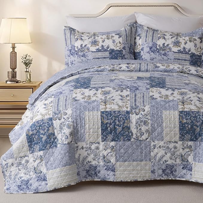 GOONE XL King Quilt Set 106"x96", Lightweight Spring & Summer Farmhouse by GOONE