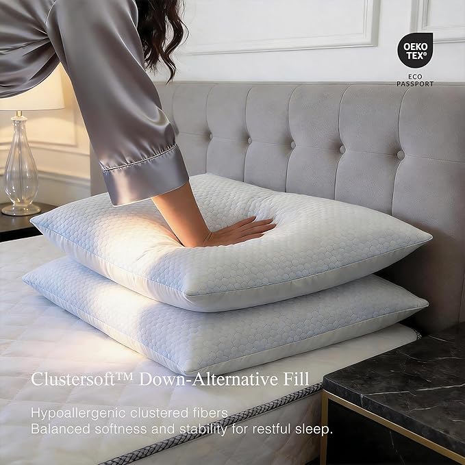 Blue Ridge Home Fashions Luxury Hotel Quality Cooling Pillows Queen Size Set of - Image 2