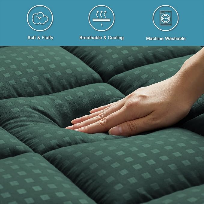 HYLEORY King Mattress Pad Quilted Fitted Mattress Protector Cooling Pillow Top - Image 4