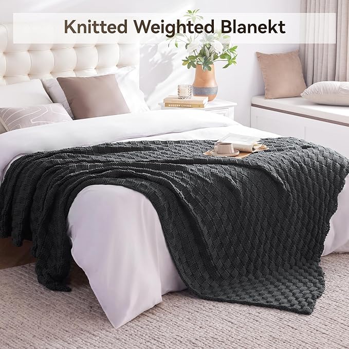Knitted Weighted Blanket Kids, No Beads Heavy Blanket 40” x 60'' 7lbs, - Image 7