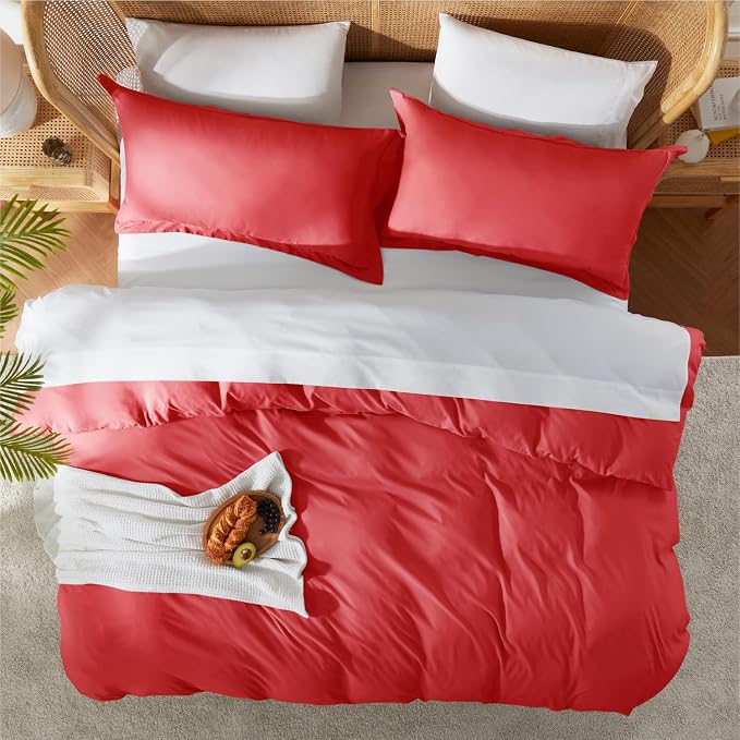 Nestl Red California King Duvet Cover Sets - Image 5