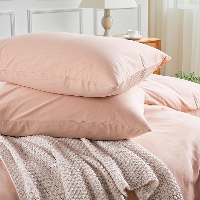 NEXHOME PRO Duvet Cover Set Kids Twin Size Linen Feel Textured Organic Natural - Image 7