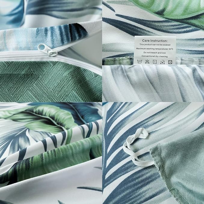 OAITE Duvet Cover King Size, Reversible Summer Leaf Green Duvet Cover Set - Image 5