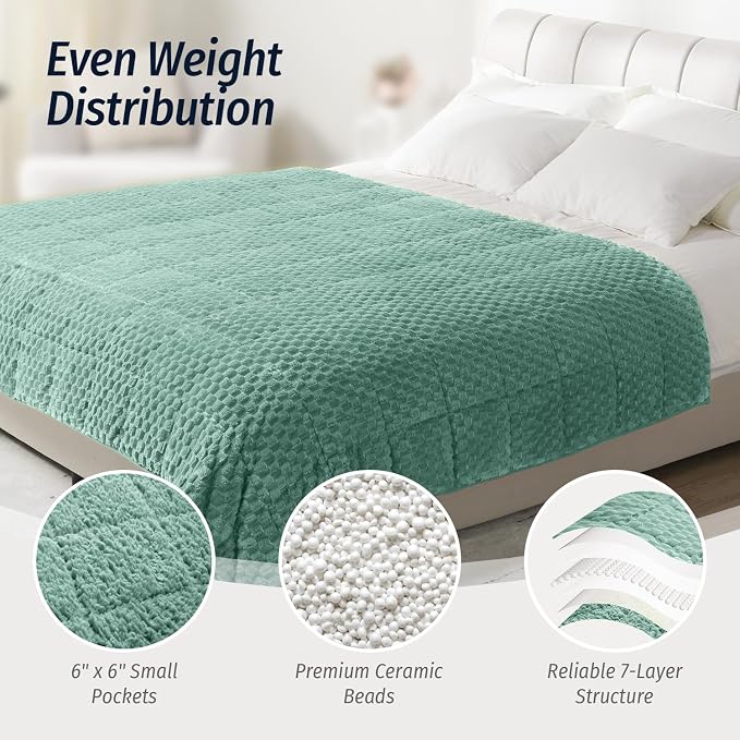 Wemore Fleece Weighted Blanket for Adults, Dual Sided Cozy Soft Sherpa Heavy - Image 5