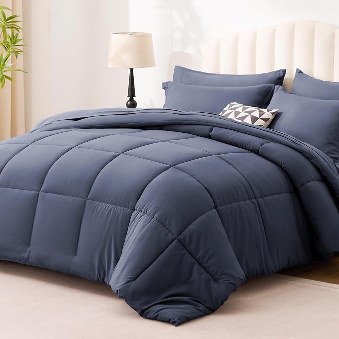 Love's cabin Twin XL Comforter Set Indigo Blue, 5 Pieces Twin XL Bed in a Bag - Image 2