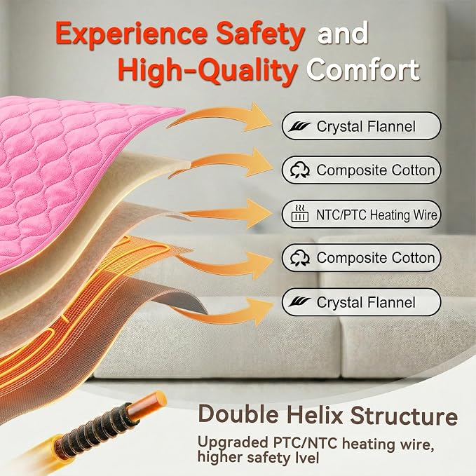 King Size Heating Pad for Back Pain 32"x24" Extra Large Electric Heating Pad - Image 5