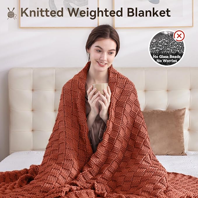 Knitted Weighted Blanket Adult, No Beads Heavy Blanket 60” x 80'' 12lbs - Image 5