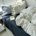 MKXI Queen Duvet Cover Set Blue White Floral Print by MKXI