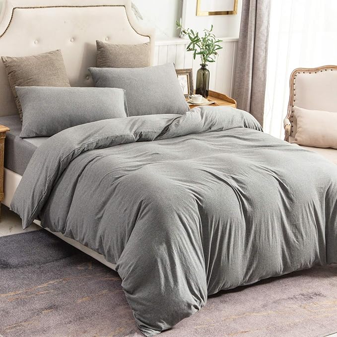 PURE ERA Jersey Knit Duvet Cover Set 100% T-Shirt Cotton Super Soft Comfy 3pc - Image 5