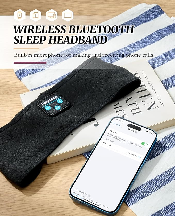 Perytong Sleep Headphones Wireless, Air Travel, Meditation - Image 8