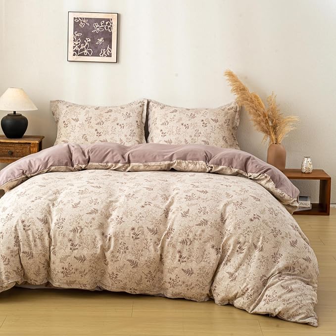 OAITE Brown Tree Queen Size Duvet Cover-3 Pieces Prewashed Cotton-Like by OAITE