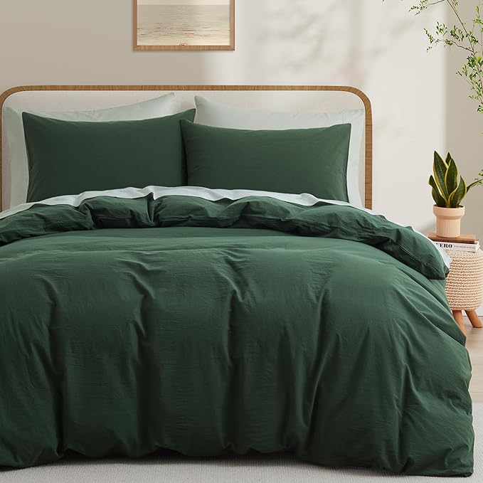 LOVQUE Bedding Duvet Cover Queen Size, 100% Washed Cotton Linen Like Natural by LOVQUE
