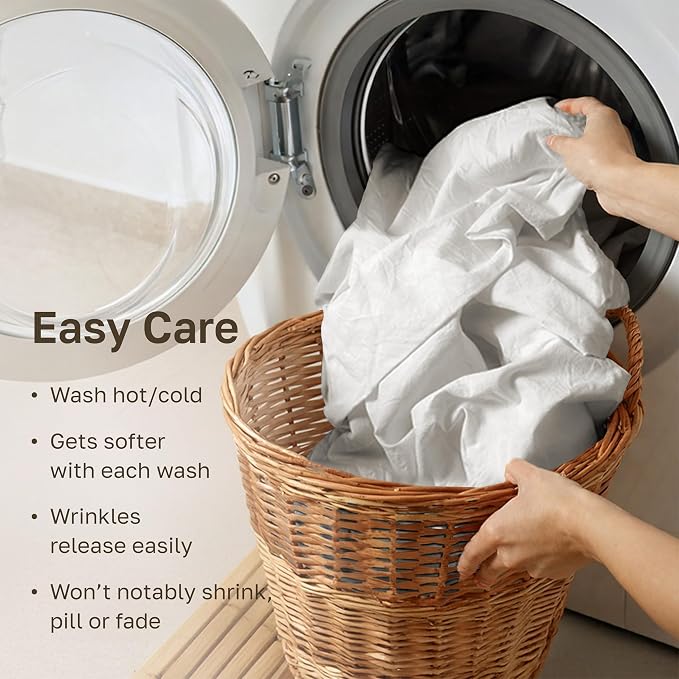 California Design Den Natural 100% Cotton Sheets King Size Set - Image 7