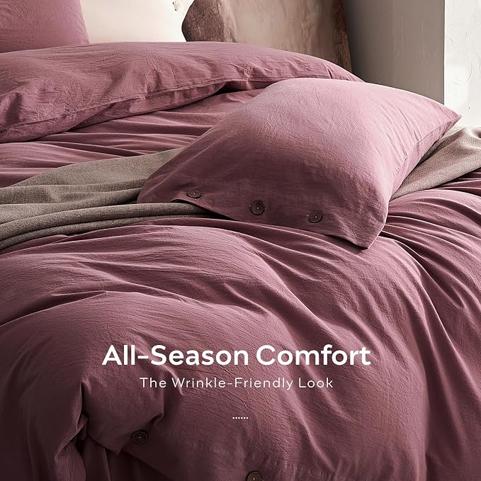 JELLYMONI 100% Washed Cotton Duvet Cover King – Soft, Breathable Linen-Look - Image 5