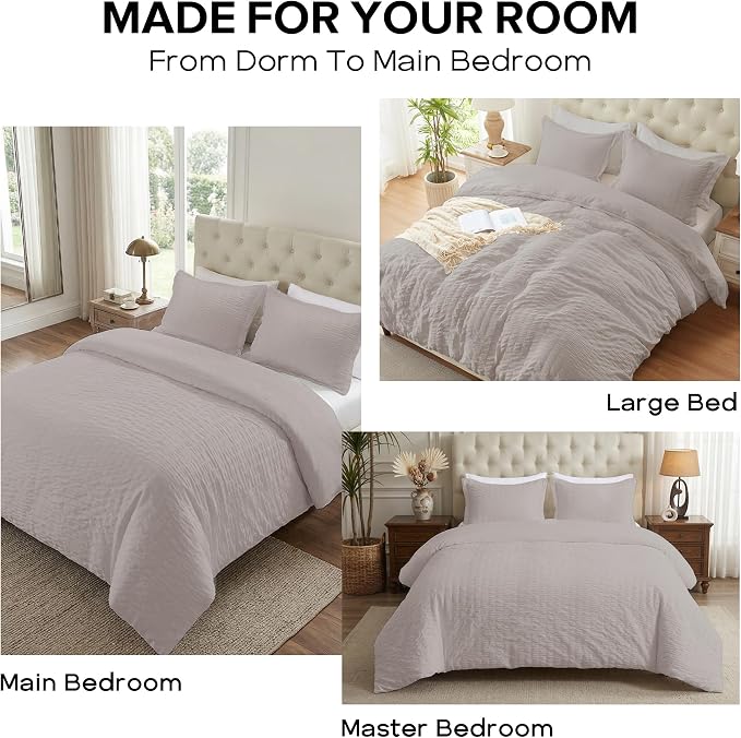 Cozyide Light Grey Duvet Cover King, 3 Pieces Bedding Duvet Covers, Soft - Image 7