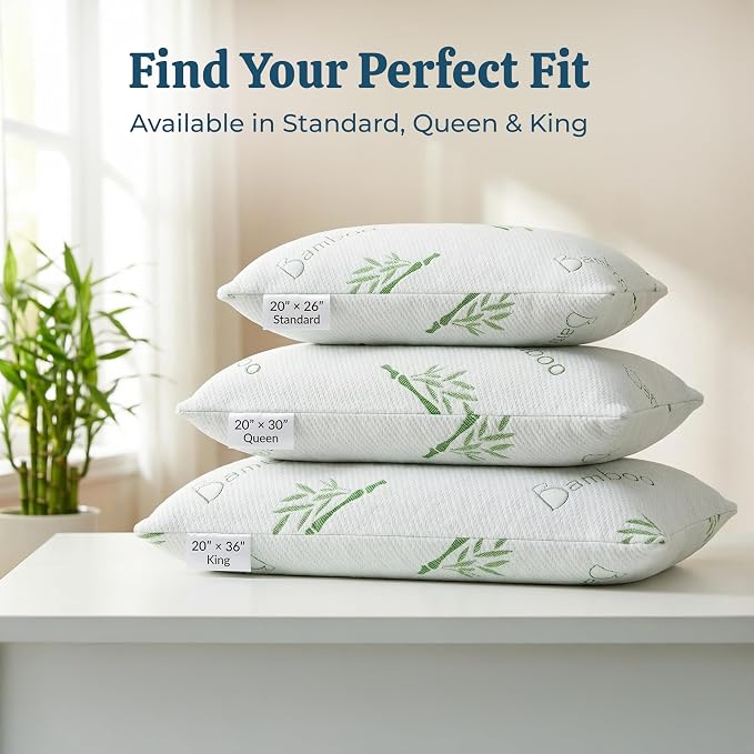 OMEO 2 Pack King Size Rayon Derived from Bamboo Pillow - Image 2