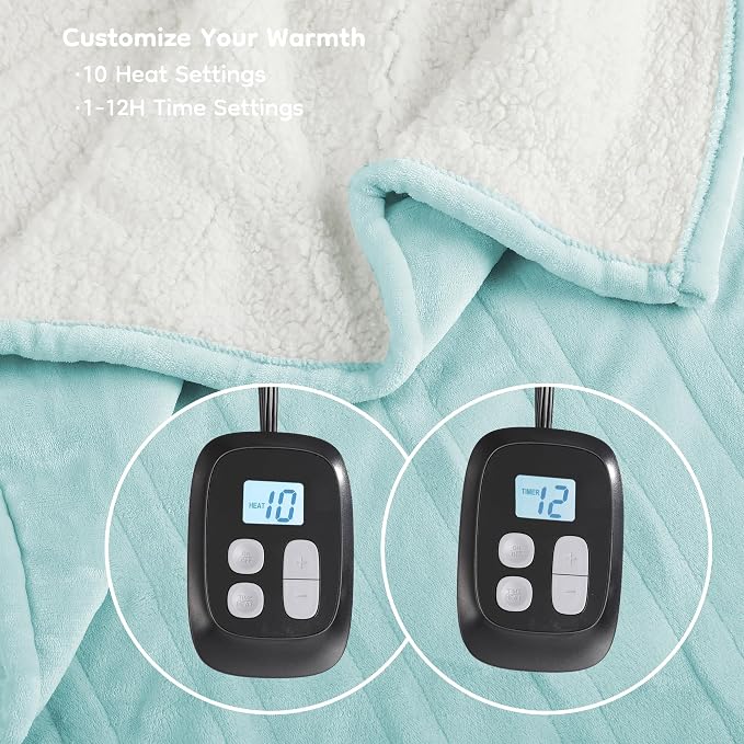 LaffyLo Electric Heated Blanket King Size 90 x 100, Dual Control, Fast Heating - Image 3