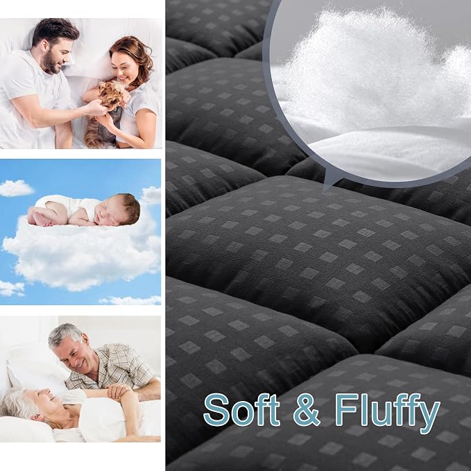 HYLEORY California King Mattress Pad Quilted Fitted Mattress Protector Cooling - Image 3
