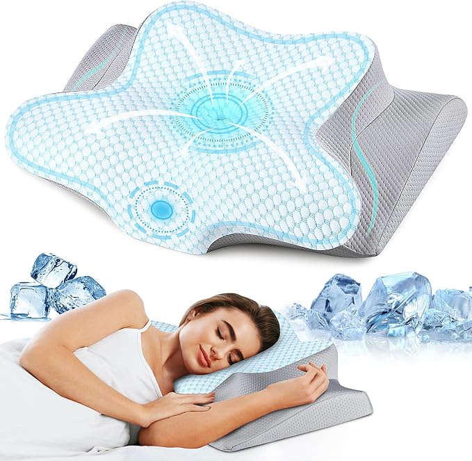 Cervical Neck Pillow for Pain Relief, Memory Foam Contour Orthopedic Pillow by BESPILLOW