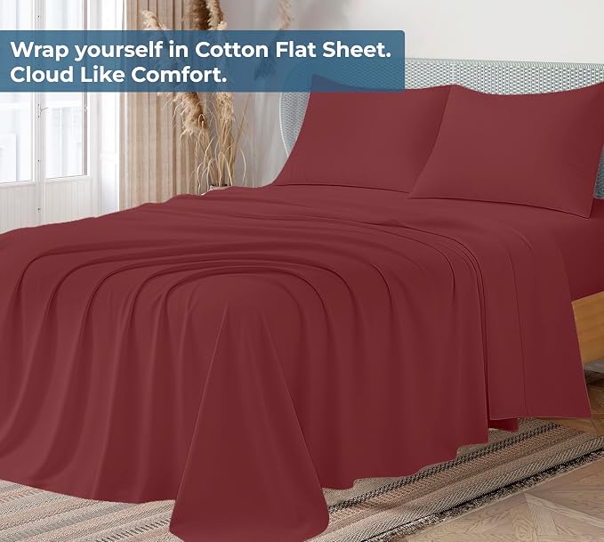 Royale Linens 100% Organic Cotton King Flat Sheet Only - Image 2