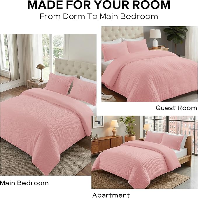 Cozyide Pink Duvet Cover Queen Size, 3 Pieces Bedding Duvet Covers, Soft - Image 7