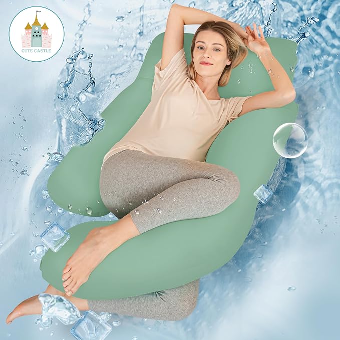 Cute Castle Cooling Cover Pregnancy Pillows, Soft U-Shape Maternity Pillow - Image 2