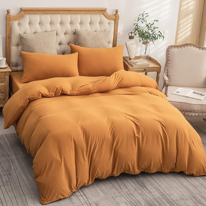 PURE ERA Jersey Knit Duvet Cover Set 100% T-Shirt Cotton Super Soft Comfy 3pc - Image 5