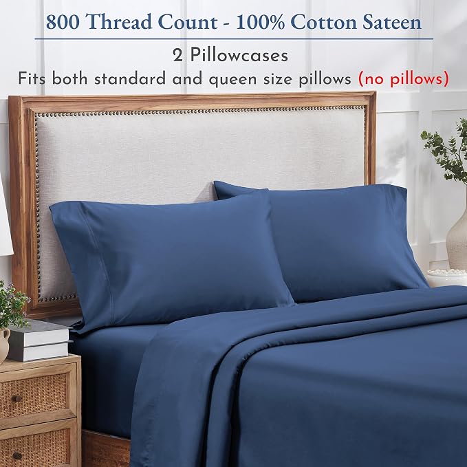 California Design Den Natural 100% Cotton Pillow Cases Queen Size Set of 2 - Image 4