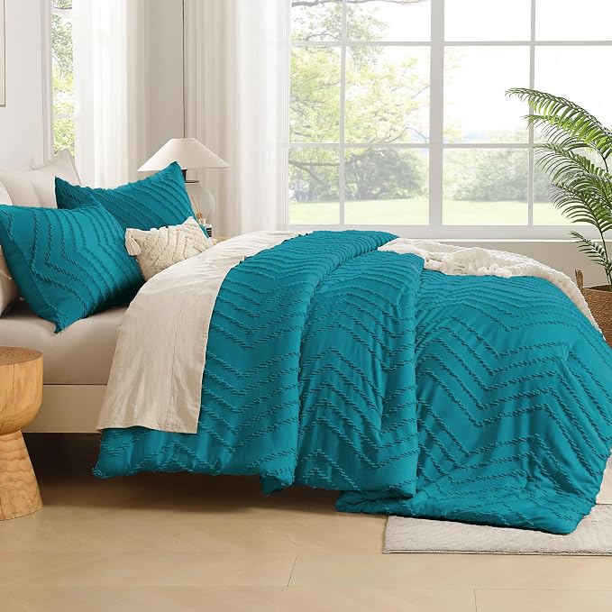 Andency Turquoise Comforter Set Queen Size, Boho Soft Warm Tufted Bedding - Image 7