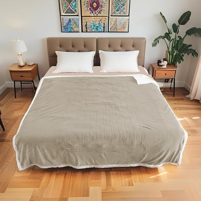 Electric Heated Blanket Queen Size 84"x90", Soft Flannel - Image 9