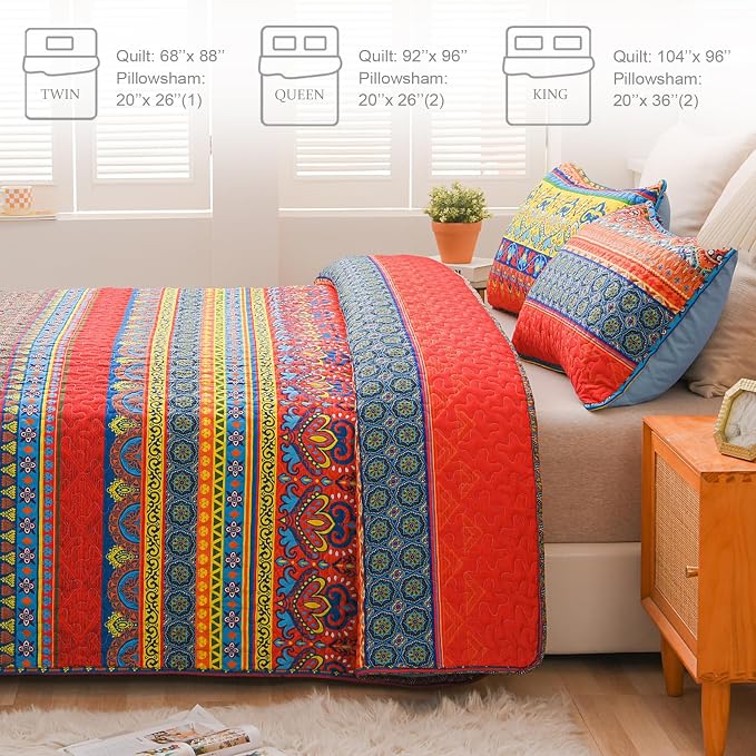 Exclusivo Mezcla Reversible Boho Quilts Queen Size - Image 6