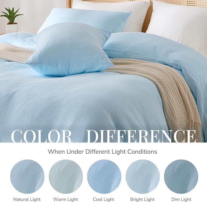 Blue Duvet Cover King, 100% Sandwashed Cotton Soft King Size Duvet Cover Set 3 - Image 8