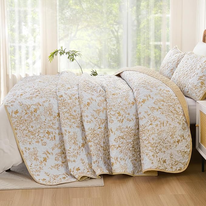 WONGS BEDDING Quilt King Size, Botanical Quilt - Image 3