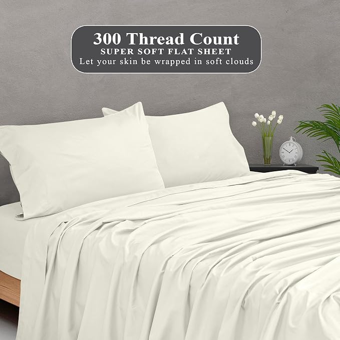 Royale Linens 300 Thread Count 100% Long Staple Combed Cotton Flat Sheet - Image 5