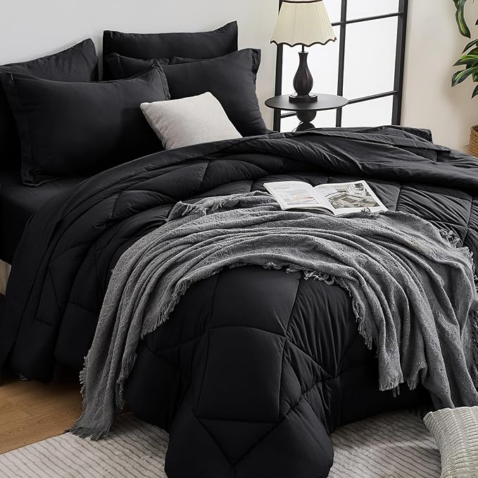 HEVUMYI Black 120x98 Oversized King Comforter Set by HEVUMYI