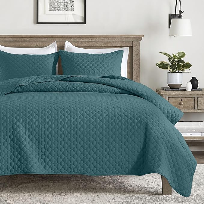 HORIMOTE HOME Quilt King Size Teal Blue, Lightweight Quilt by HORIMOTEHOME
