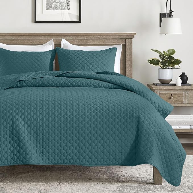 HORIMOTE HOME Quilt Twin Size Teal Blue, Lightweight Quilt by HORIMOTEHOME