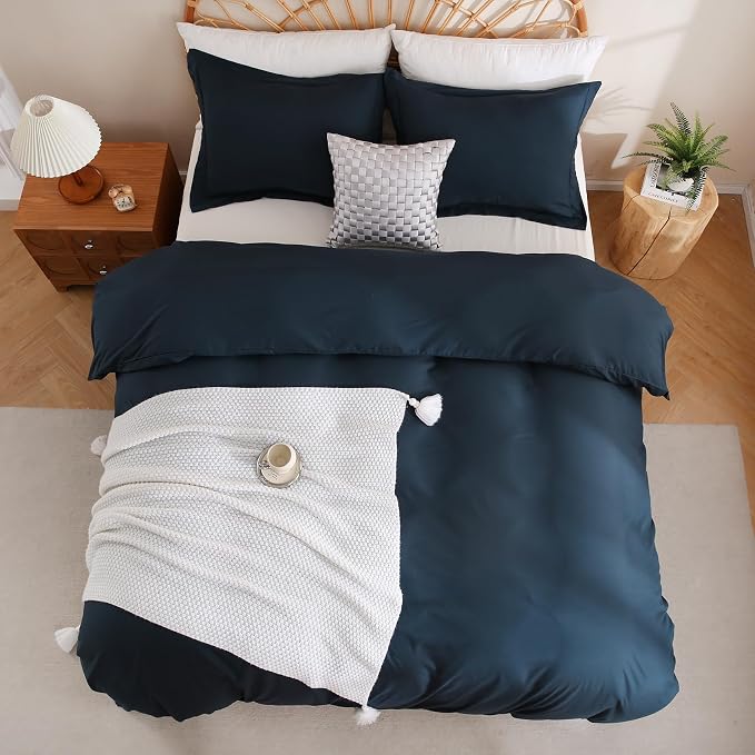 JSD Navy Blue Duvet Cover Set King Size, 3 Piece Duvet Cover - Image 8