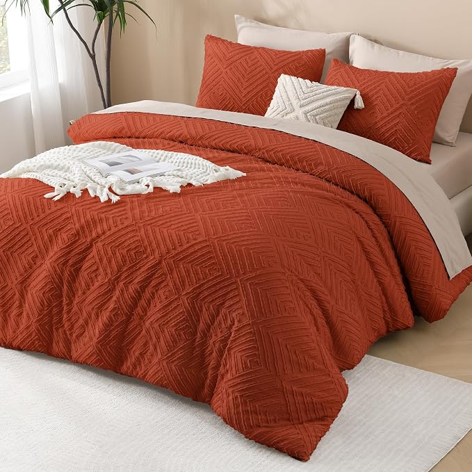 Andency Full Size Comforter Sets Burnt Orange, Boho Lightweight Full Bed Set - Image 6