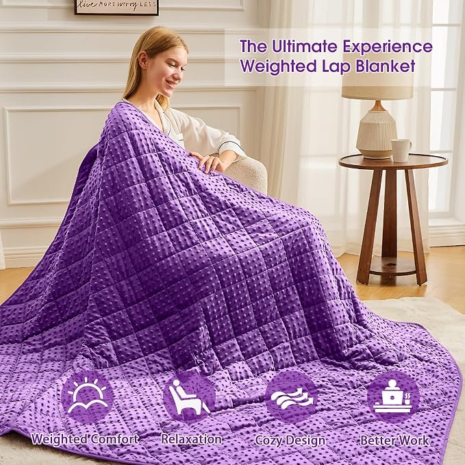 Purple Weighted Blanket for Adults 20lbs, Twin Full Size Cooling Minky Heavy - Image 4