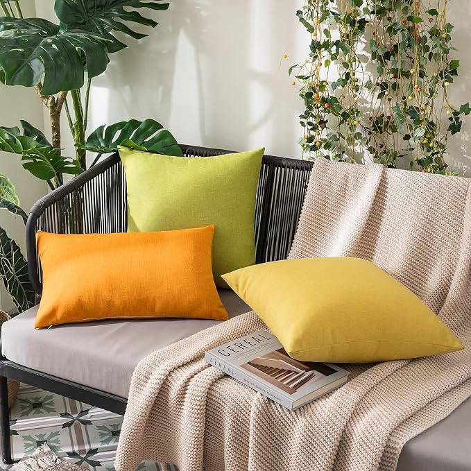 MIULEE Pack of 2 Decorative Outdoor Solid Waterproof Throw Pillow Covers Faux - Image 5