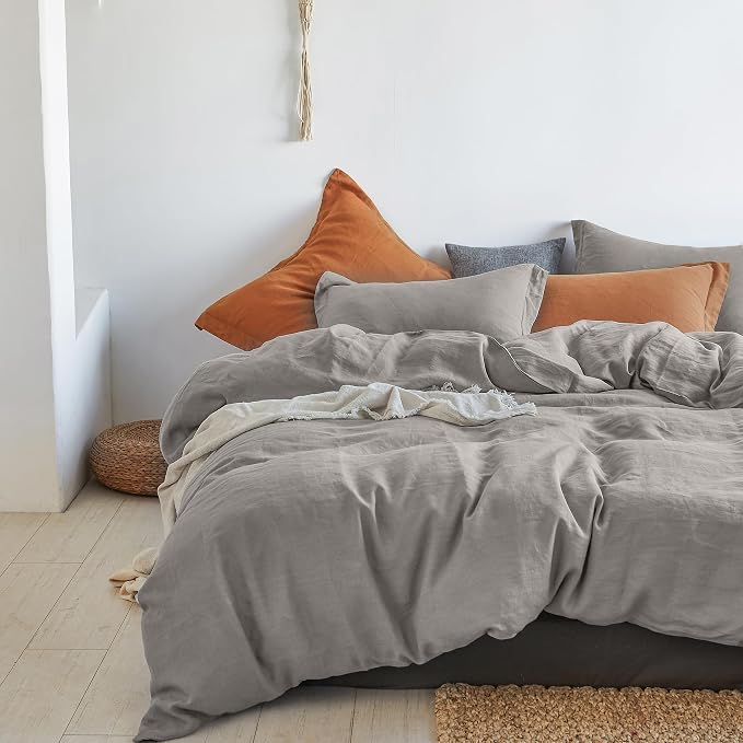 Simple&Opulence 100% Linen Duvet Cover Set 3pcs Basic Style Natural French - Image 8