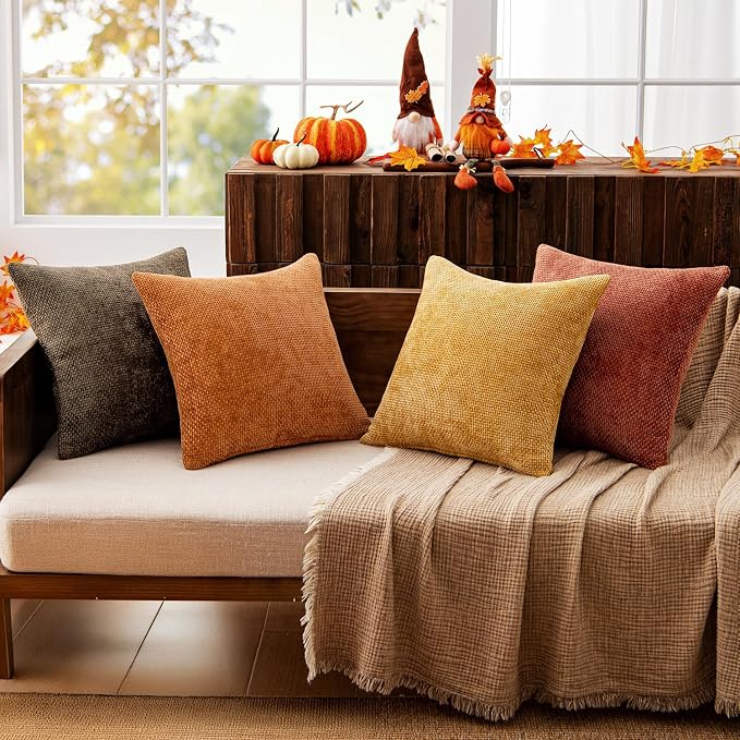 MIULEE Pack of 4 Orange/Yellow Couch Throw Pillow Covers 18x18 Inch Halloween - Image 8
