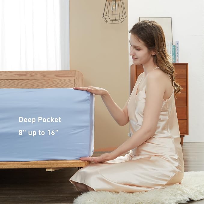 Sunflower Queen Fitted Sheet, 1-Piece Deep Pocket Fitted Bottom Sheet 16" - Image 3
